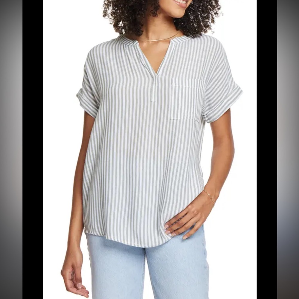 Beach Lunch Lounge Striped Gray Women's Top